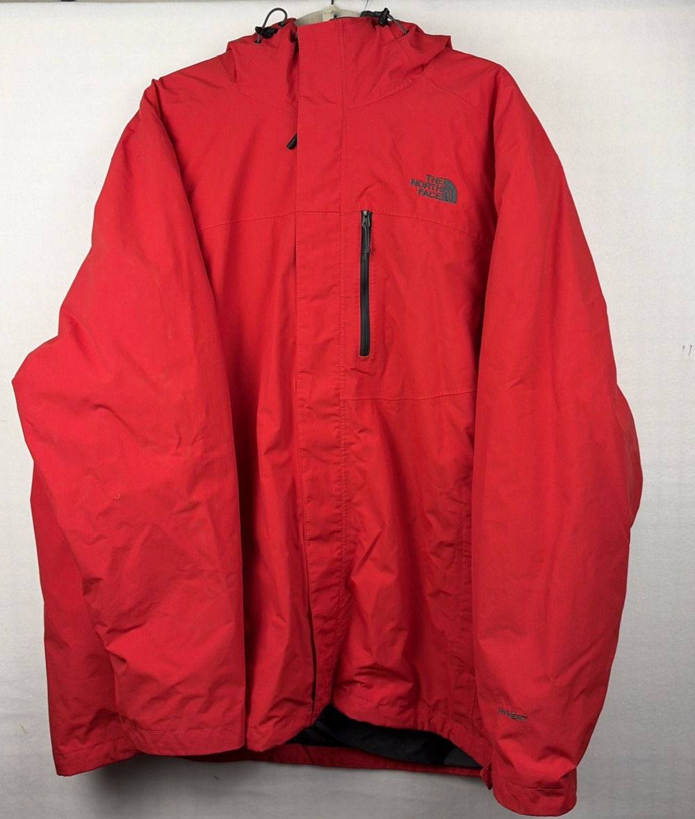 North Face Gore-Tex HyVent Coat Rain Jacket Red Hooded Mens XXXL 3 In 1